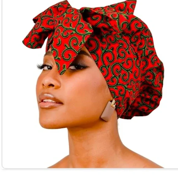 Ankara Satin Bonnet Silk Cap Hair Bonnet for Sleeping, for Women Long Curly Hair - Picture 1 of 5